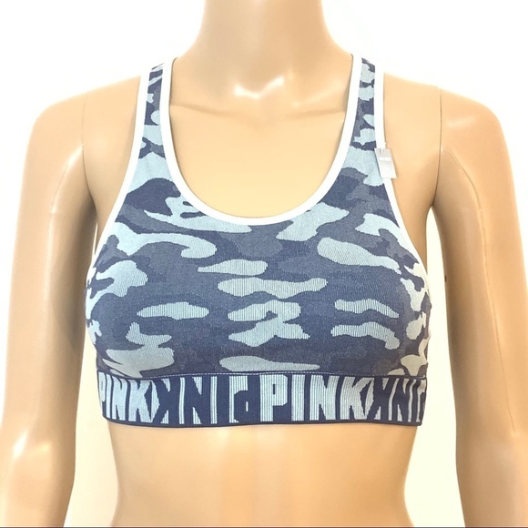 New VS Pink Cool & Comfy Blue Camo Print Bralette - Picture 2 of 13